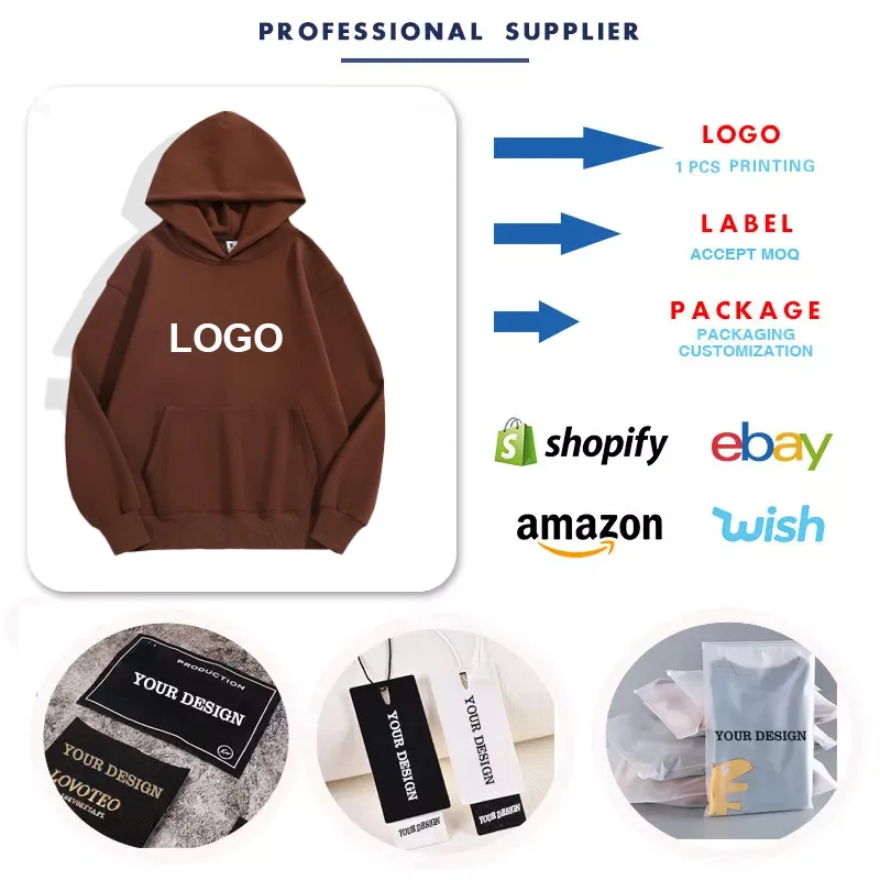 High Quality Custom Embossed Sweatshirt Custom Hoodies Oversized Men's  White Blank Embossed Hoodies Men Puff Print Hoodie Plain