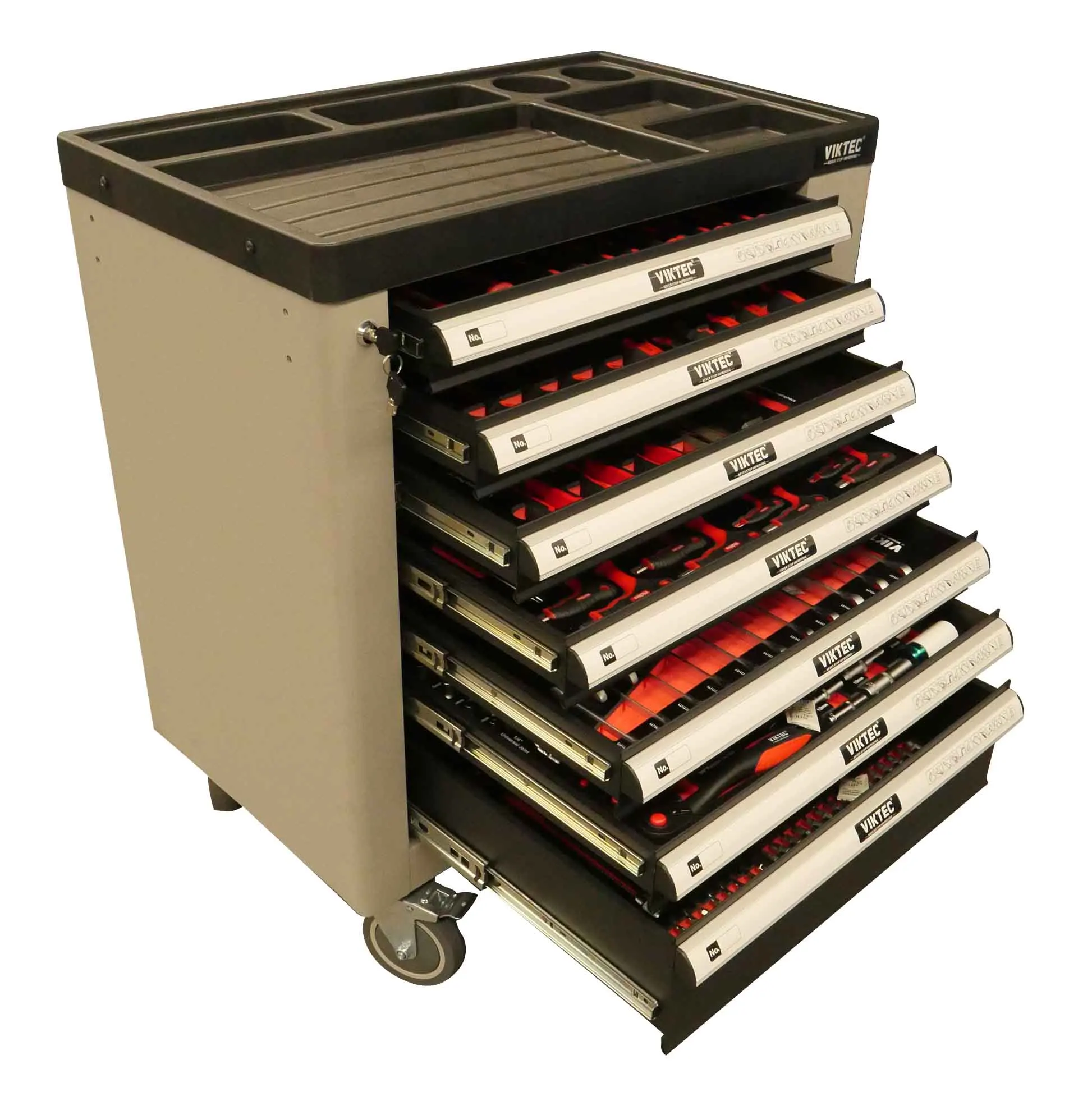 Trolley with 7 Drawers and Door with Foam Inlays Tool Cabinet 555071