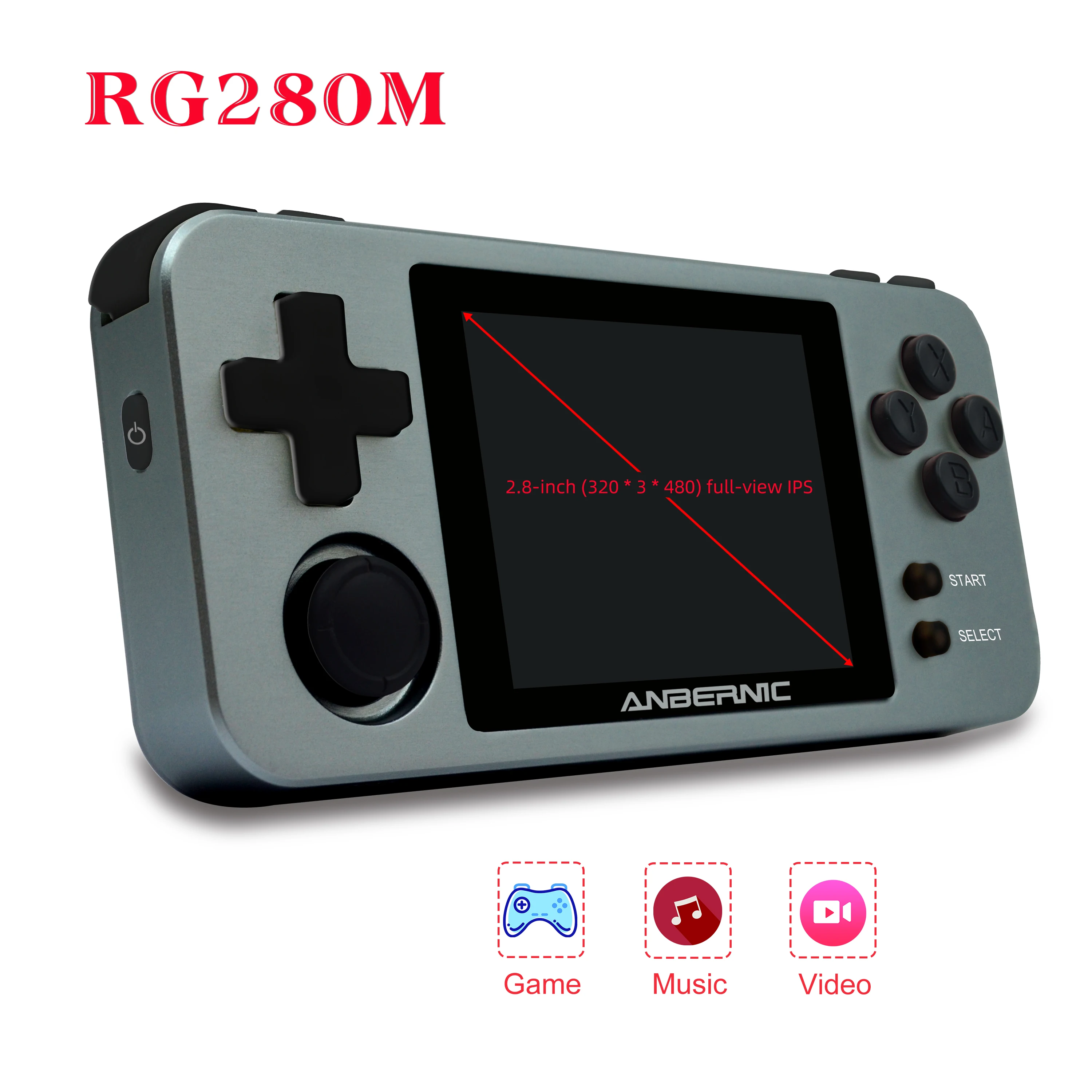 Anbernic Aluminum Alloy Rg280m 2.8 Inch Ips Screen 320*3*480 Video Game  Console 64 Bit Handheld Game Player Opendingux Play Ps1 - Buy  Rg280m,Anbernic