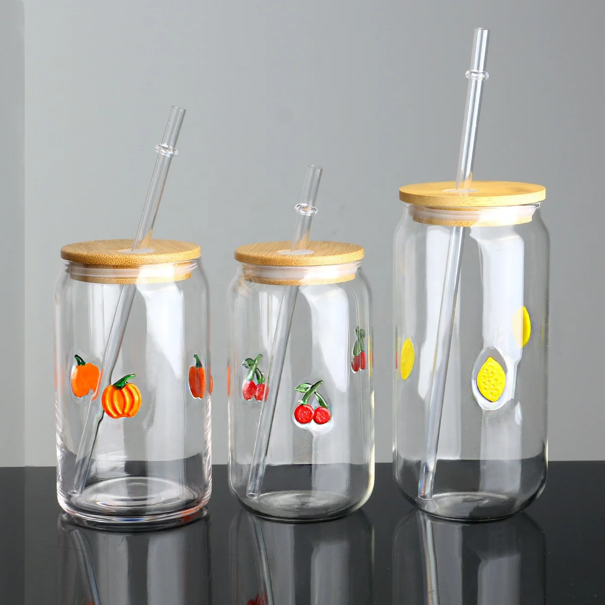 Eco 16oz 3D Decorated Glass Tumbler Clear Barware Coffee Soda Beer Can  Shaped Cups with Wood Lid Straw Premium Glass Drinkware| Alibaba.com