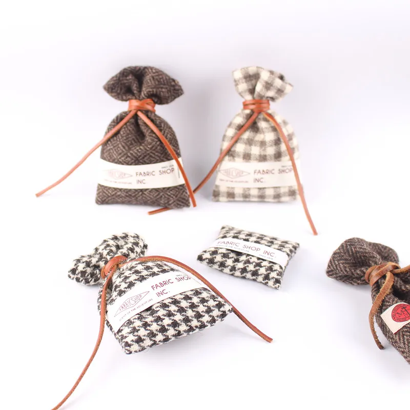 product wholesale linen scented sachet bags fragrance aroma beads scented cloth sachet premium checkered cloth orange string bag-6