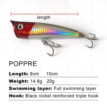 Fishing Popper Big Mouth Minnow Pencil Crank Baits Bass Trout With Hooks Hard Plastic Surface Floating Lure – Minnow – view 5