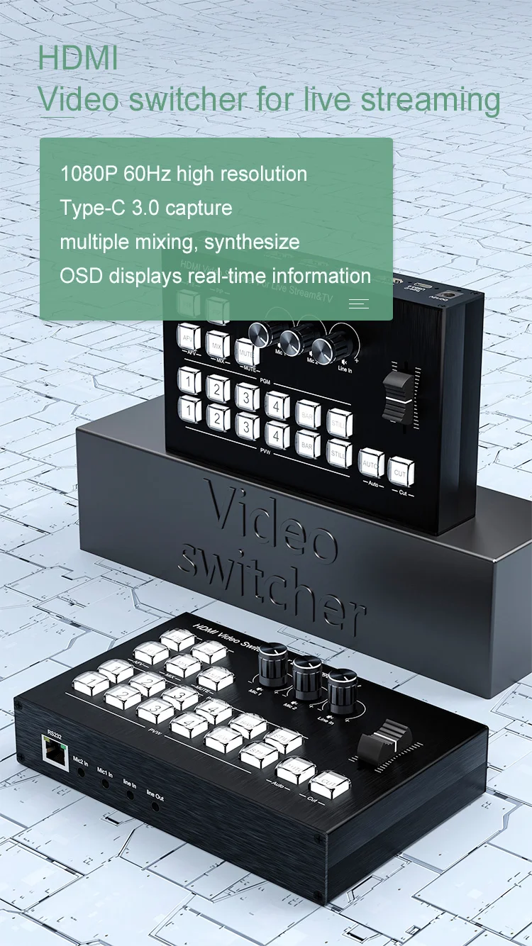 Live Streaming Video Switcher Video Cast Switching & Replay Controller Video Mix Broadcast Switcher Video Splitters & Converters