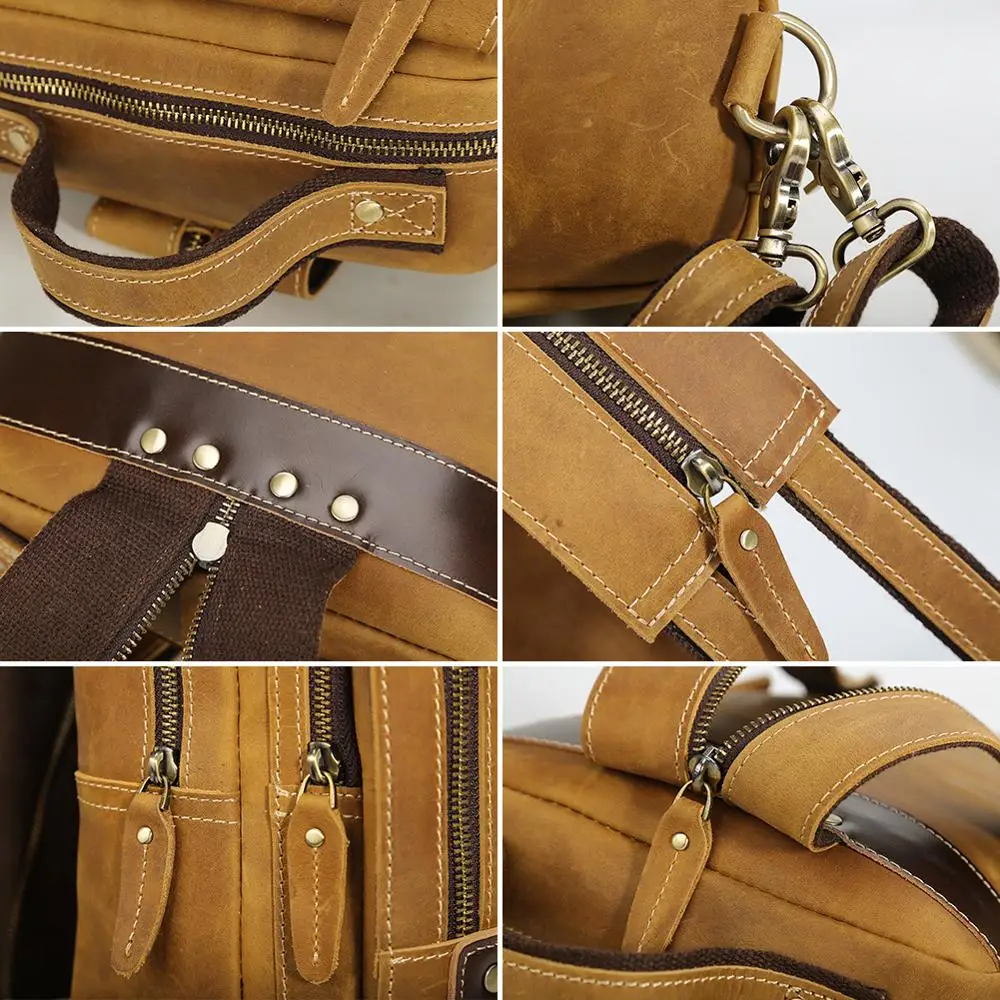 Tiding Custom Vintage Mini Genuine Leather Chest Crossbody Cowhide Casual Sling Bag Backpack for Men