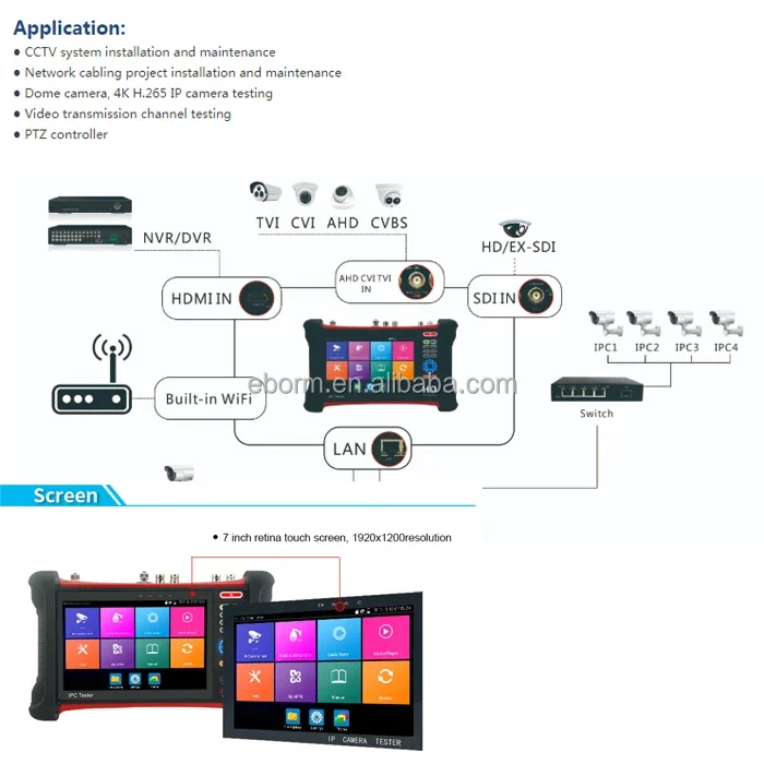 7inch All In One 8k Camera Tester Network And Cable Cctv Tester X7