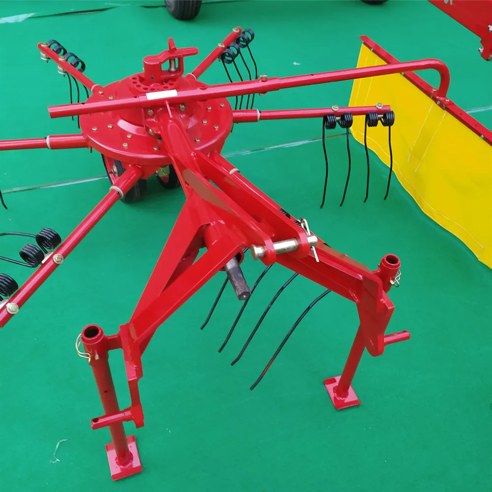 Tractor with Rake Rotary Hay Rake Tedder 3 Point Suspension Driven Hay Rake