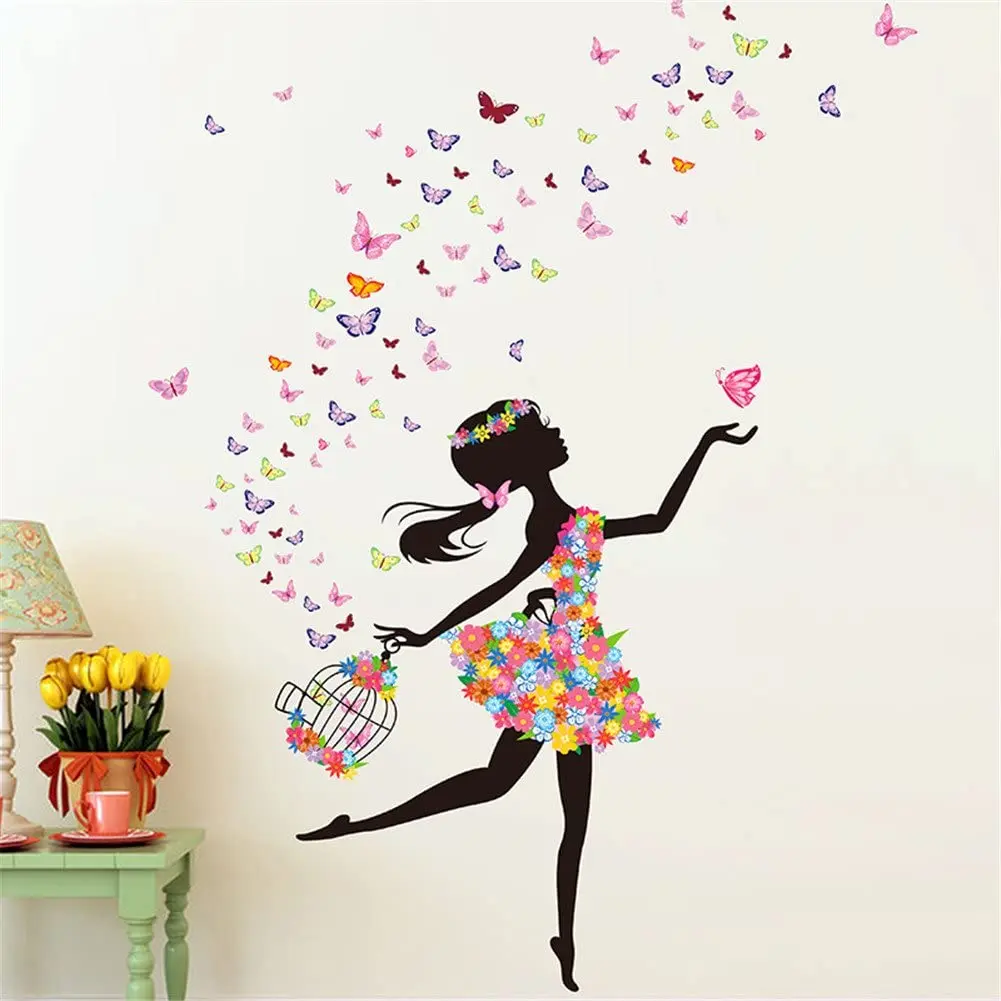 Autocollant Mural Papillon Fleur De Noel Papier Peint De Conte De Fees Magique Creatif En Pvc Detachable Buy Fille Chambre Danse Stickers Muraux Fleurs Papillon Cage Stickers Salon Canape Tv Fond Decoration Murale Stickers Muraux Enfants