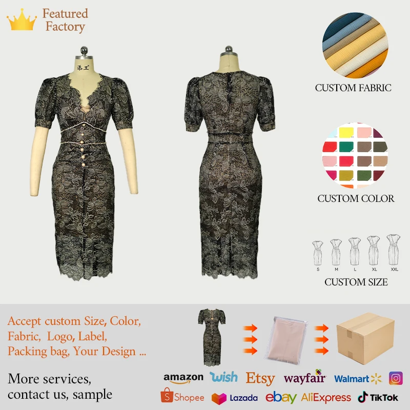 Zyht Women's Summer V-neck Pencil Midi Dress With Beading And Floral Pattern For Casual Daily Wear In Natural Waistline Zyht Women's Summer V-neck Pencil Midi Dress With Beading And Floral Pattern For Casual Daily Wear In Natural Waistline