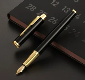 Custom Logo Luxury Black Chinese Metal Fountain Pen with Gold Clip
