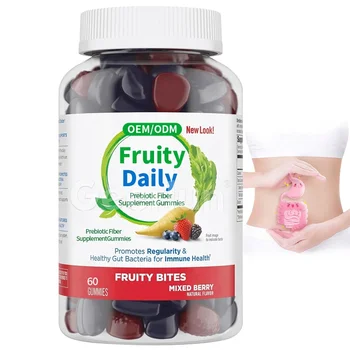 OEM ODM New Look Vegan-Friendly Daily Fruit Supplements Promotes Digestion Regularity Prebiotic Fiber Gummies