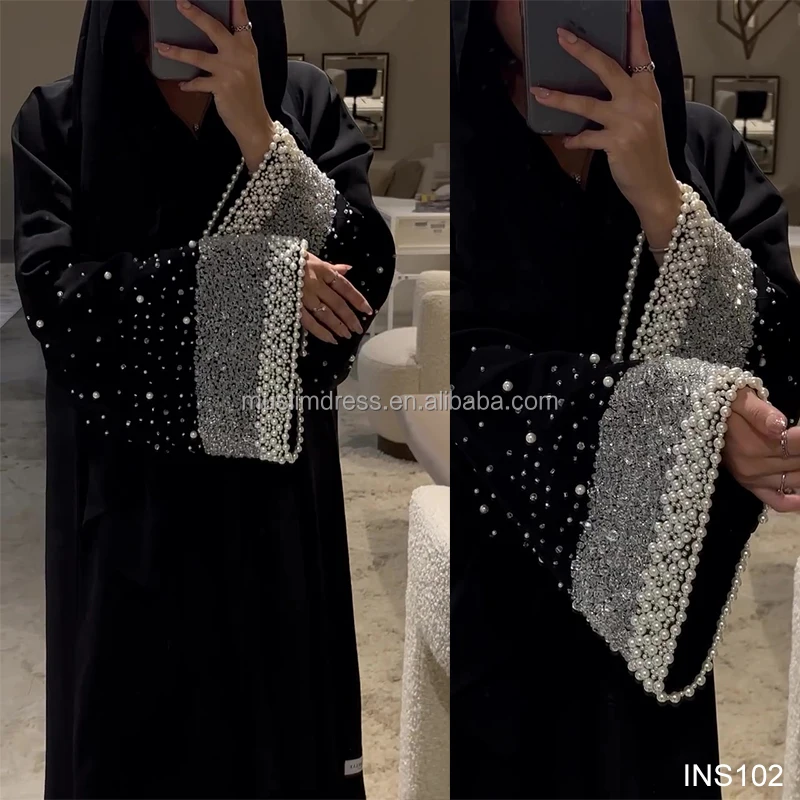 Ensemble 2 Pièces Abaya Femme Musulmane Manches Longues Boutons – Tenue Décontractée Dubaï Élégante Automne/Hiver
