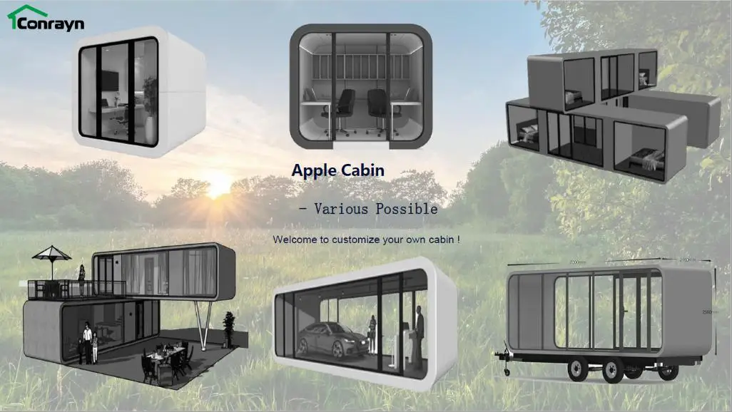 20' 40' Soundproof sleeping pod modern green house cabin prefab living pod portable casas made in China