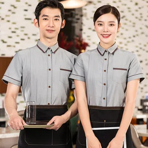 Women's Professional Summer Twill Fabric Short Sleeve Workwear Set Front Desk Cashier Uniform for Hotels & Restaurants