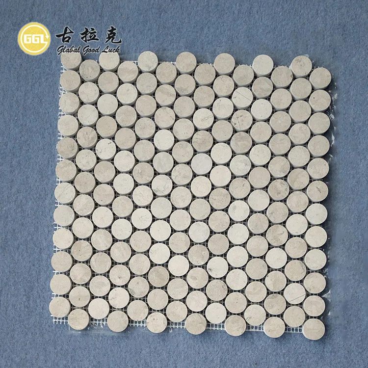 Plain Gray Marble Non-slip Surface Mini Round Mosaic Outdoor Walls