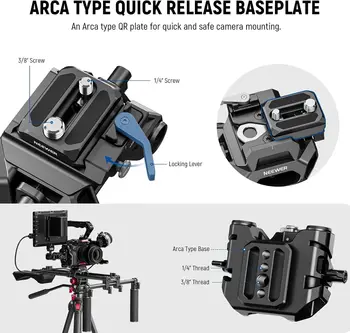 NEEWER Shoulder Mount Video Rig with Arca Quick Release DSLR Camera & Camcorder Mounting, Dual Handles 15mm Rods (16"/40cm) detail image
