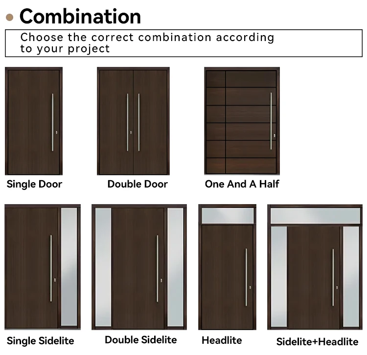 Prettywood Modern Villa Pivot Entry Door American Walnut Solid Wooden Waterproof Exterior Main Entrance Front Door For Houses supplier