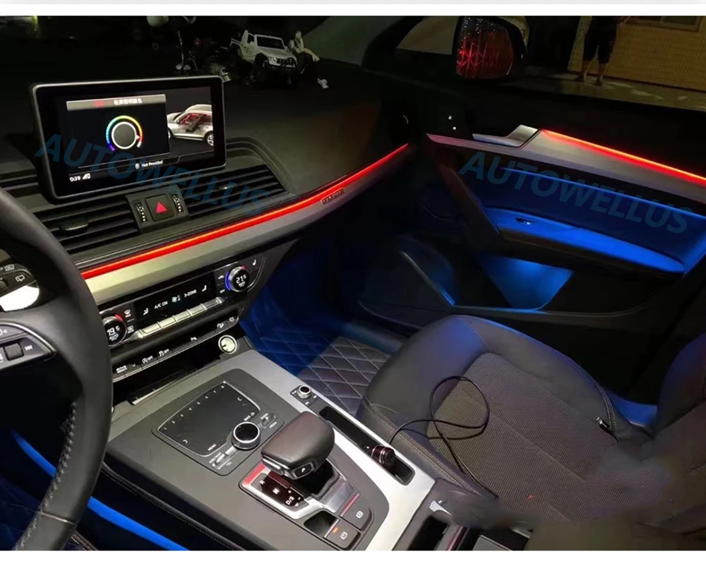 Upgrades 32 Color RGB Interior LED Ambient Lighting Kit for MMI Control Replacement for Audi Q5 FY 2018 2019 2020 2021 2022