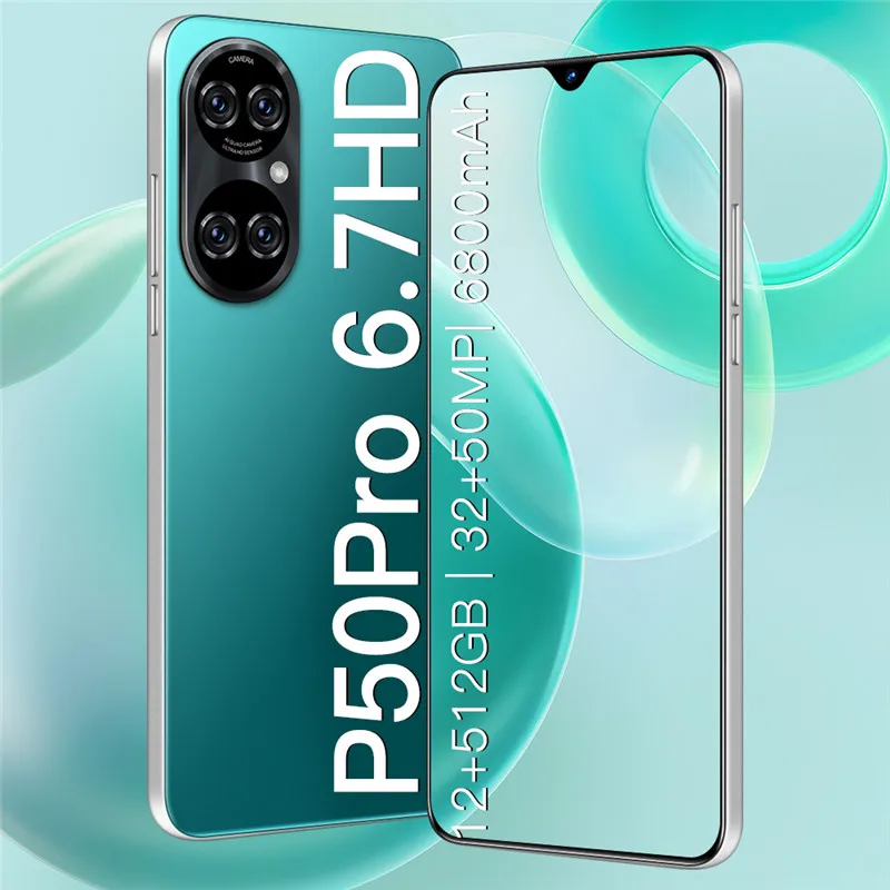 Новое поступление P50 Pro мобильный телефон 6,7 дюймов экран неблокированный Android 10 12 Гб + 512 Гб мобильный телефон 3G 4G 5G Чехол для мобильного телефона