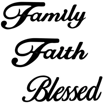 Family Faith Blessed Metal Sign Blessed Family Faith Word Sign Metal Wall Art Decor Metal Laser Cut Wall for Home Decoration
