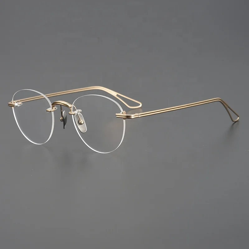 2023 New Glasses Titanium Myopia Optical Glasses Frame Frameless Fashion Round Eyeglass Frame