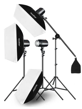 Godox Photography Studio Flash Light KIT 3X 160W 5600K With 20"*28" Softbox Background Studio Kit Camera Lighting Equipment detail image