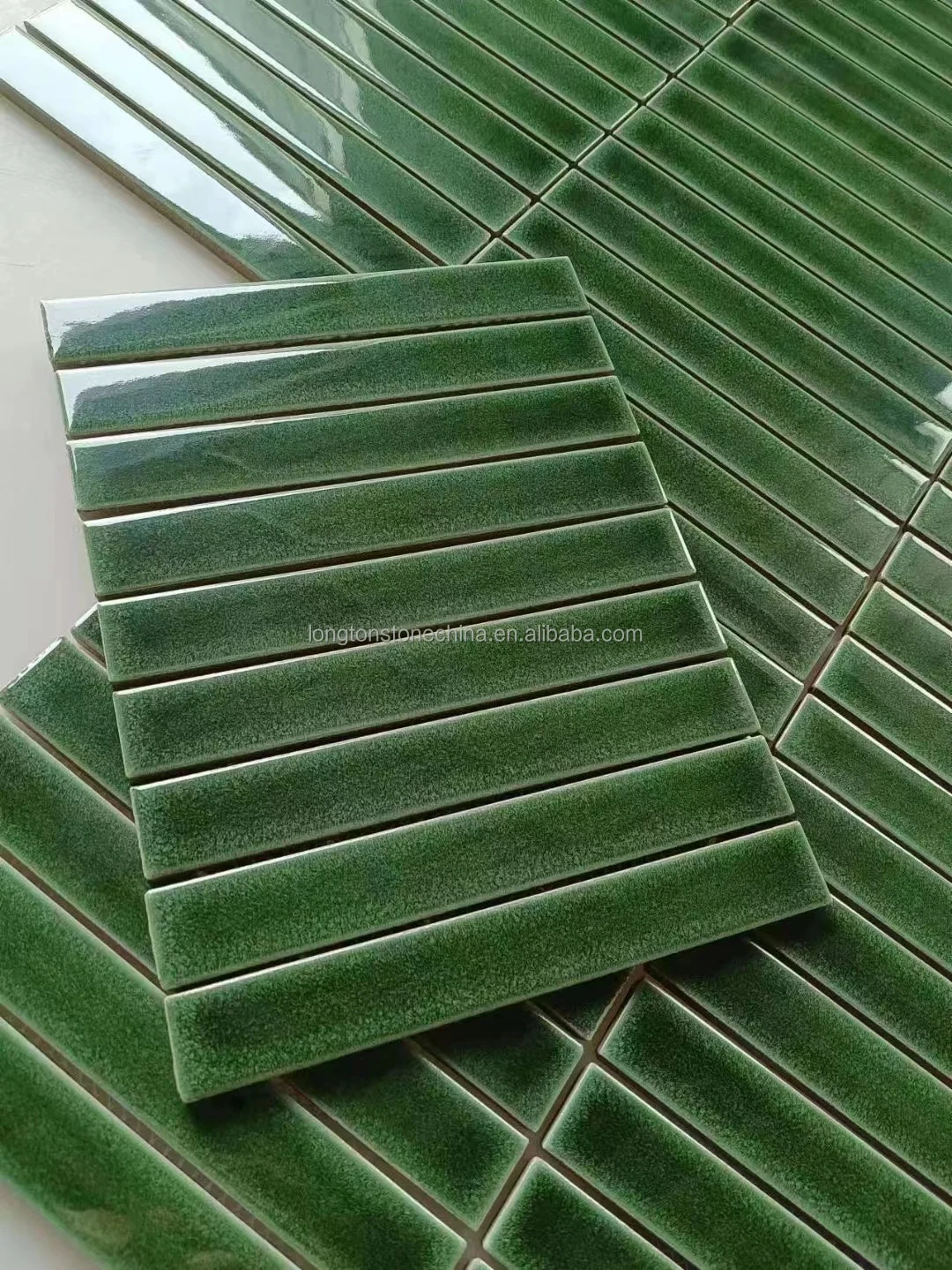 Foshan Factory Premium Glazed Porcelain Kit Kat Finger Strip Mosaic Tile for Bathroom and Kitchen Decor Ceramic Mosaic Tile