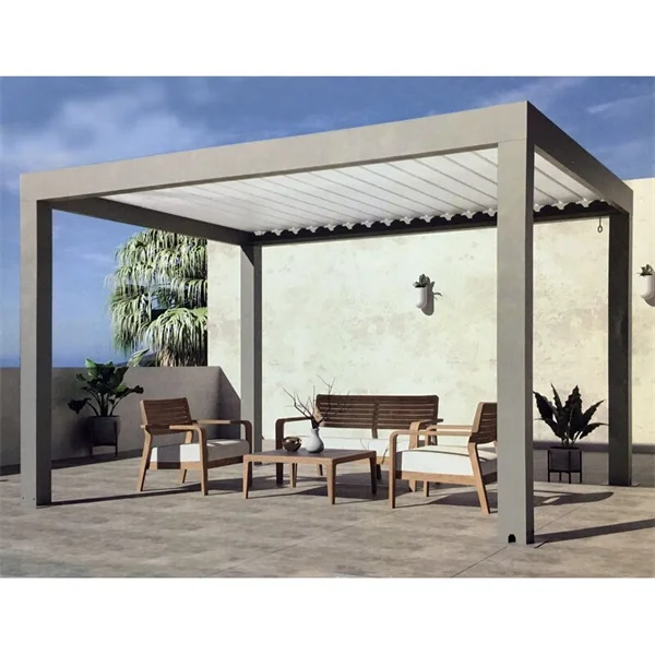 TOMA Modern Design Aluminum Automatic Pergola Louvered Roof with LED Lights