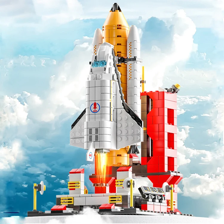 1000Pcs Space Shuttle Model Small Particles Bricks Toys Rocket Launch Building Blocks Set