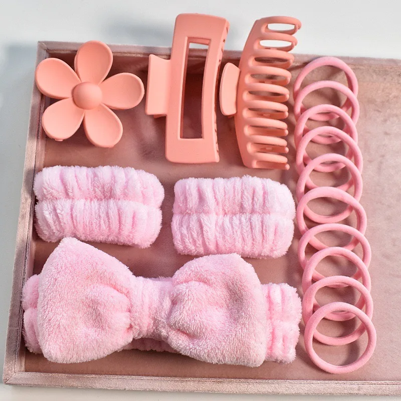 Wholesale 16pcs Set Spa Washing Fluffy Wristband Bow Headbands Flower Hair Claw Women's aperçu 3