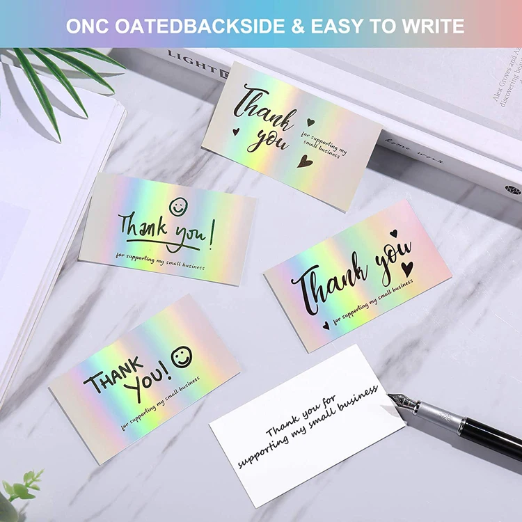 Free Design Support Wedding Invitation Glossy Holographic Greeting Card, Custom Logo Goods Gifts Hologram Thank You Cards-