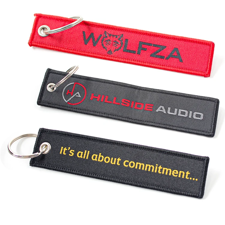 Cheap Fabric Before Flight Key Ring Tag Both Sided logo with Embroidery Keychain Custom