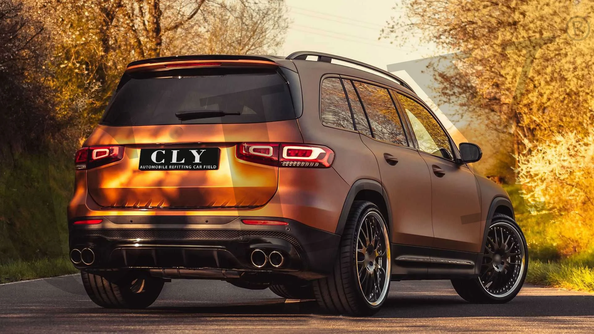 CLY Car Diffuser for Benz GLB Class W247 X247 GLB180 GLB200 SUV Upgrade GLB45 AMG Rear Diffuser Exhaust Pipe Rear Lip Tips