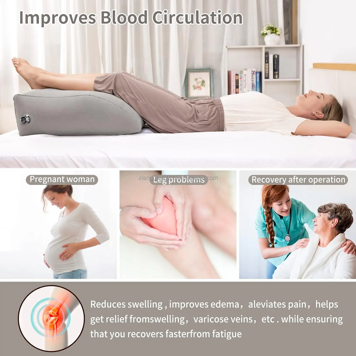 Multifunctional Use of Inflatable Leg Pillows PVC Flocking Wedge Inflatable Pillow