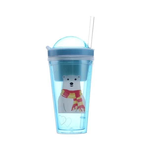 
 16 унций BPA- free пищевая двухслойная пластиковая соломенная чашка стакан для закусок для детей  