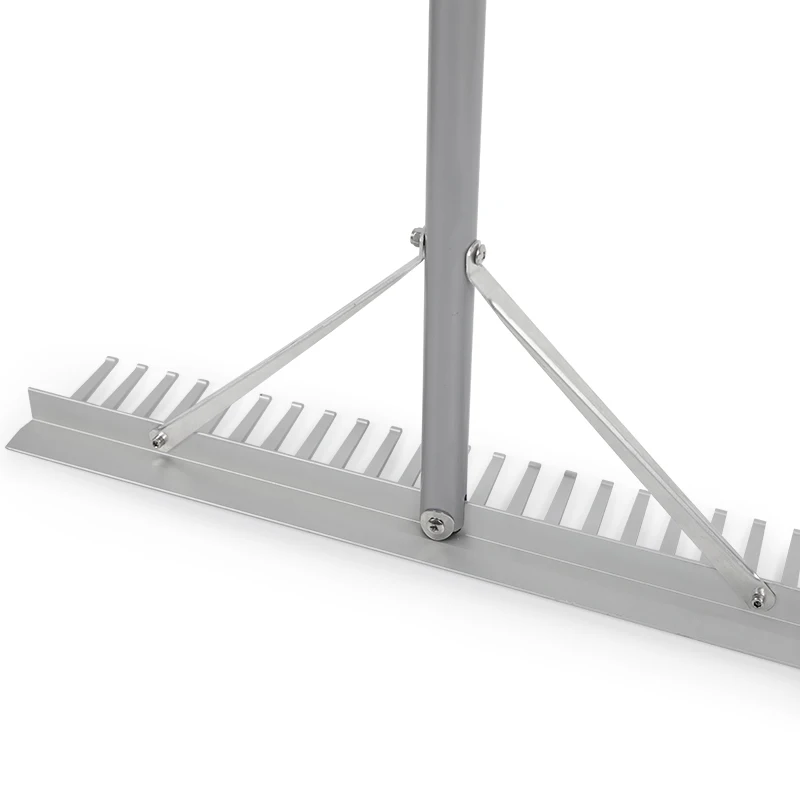 Anodized Aluminum Rake Head 28mm Powder Coated Steel Tube Handle Rake