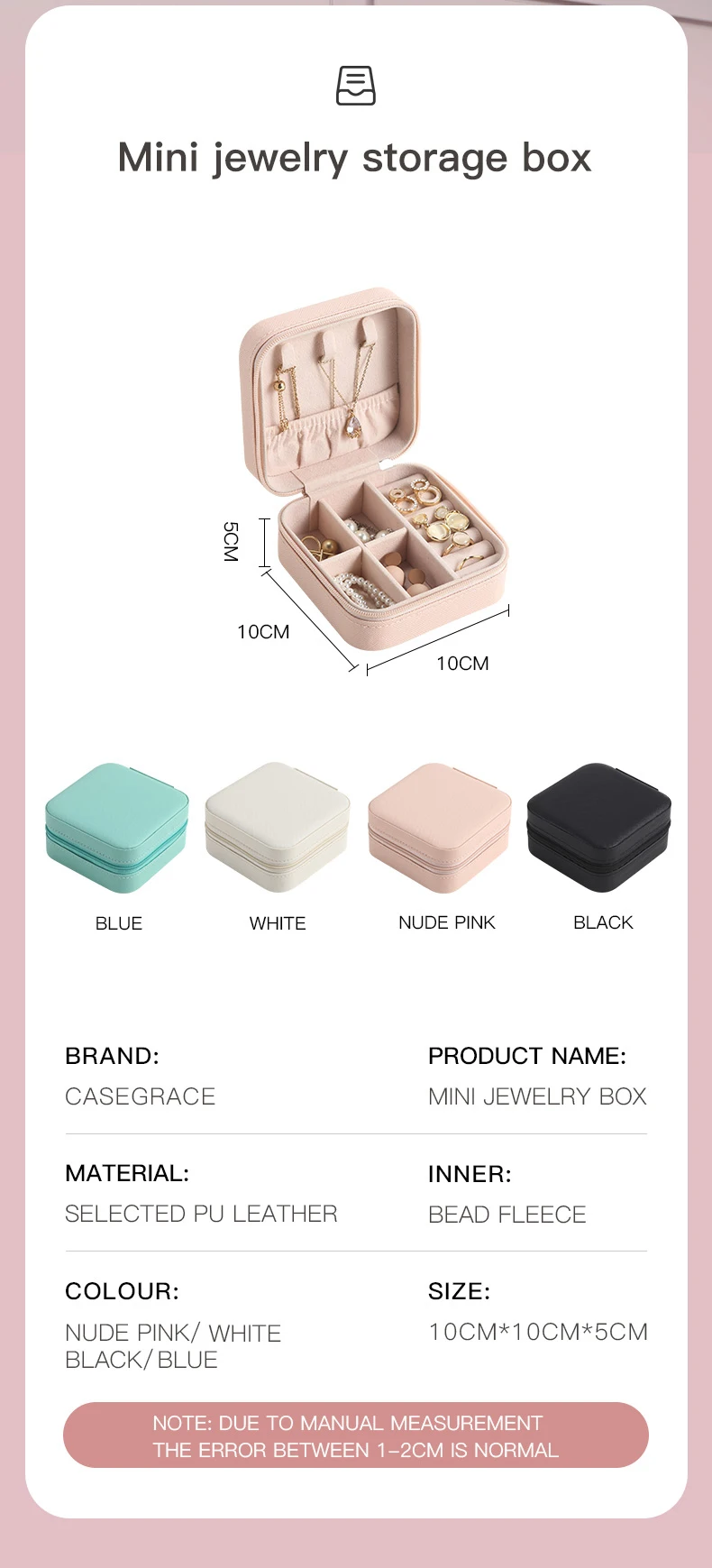 Wholesale Custom Logo Pu Leather Small Square Necklace Ring Earring Wedding Gift Jewelry Box Travel Jewellery Boxes Organizer