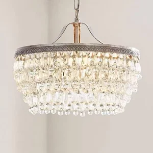 Customizable American Retro Crystal Chandelier for Home Restaurant Creative Water Drop Pendant Lamp for Living Room Atmosphere