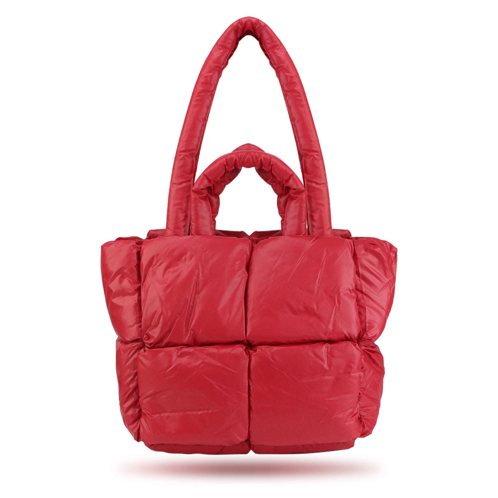 Large Nylon Puffy Shoulder Handbag for Women Crossbody Quilted Cloud Puffer Travel Tote Bag Casual Print