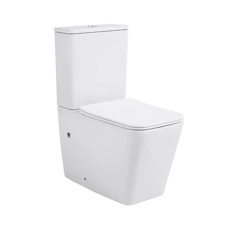 Short Projection Square Toilet Ceramic WC Height Back To Wall Floor Mounted Two Piece Toilet