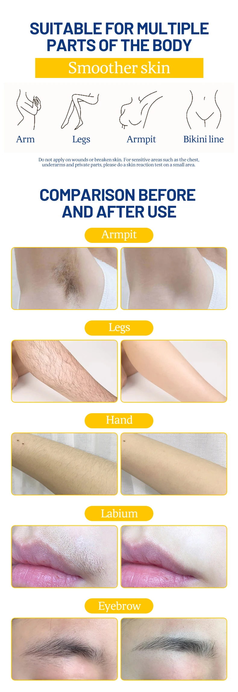 Disaar Skin Sensitive Wax Strips Hair Removal Wax Strips Body Wax Strips for Hair Removal