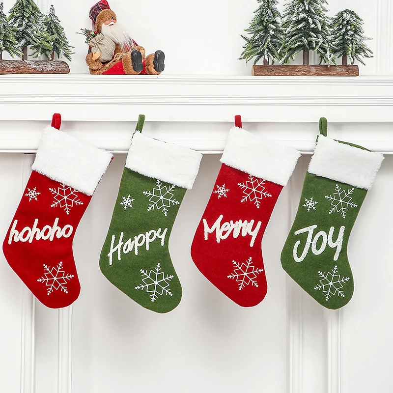 Custom Christmas Stocking Decoration Supplies Green Red Color Oversize ...