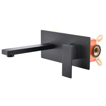 Excellent Quality Sink Faucet Hotel Modern Designs Matt Black Faucet Tap Brass Basin Tap Wall Mounted Brass