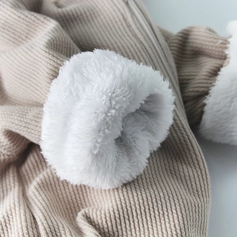 Зимние Бархатные Комбинезоны для младенцев, детские комбинезоны для младенцев, унисекс, одежда с длинным рукавом и кроличьими ушками, одежда для восхождения