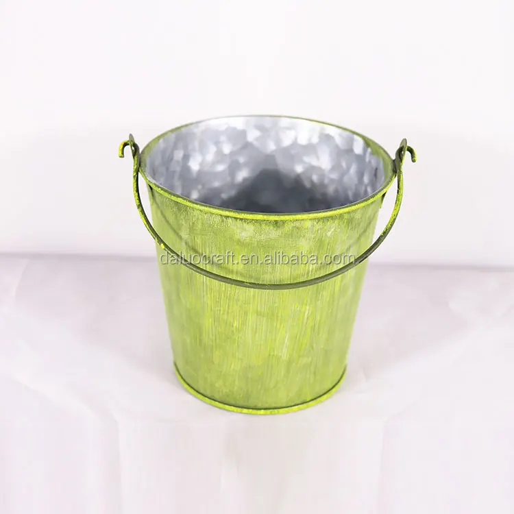series iron flowerpot with handle light green iron flowerpots