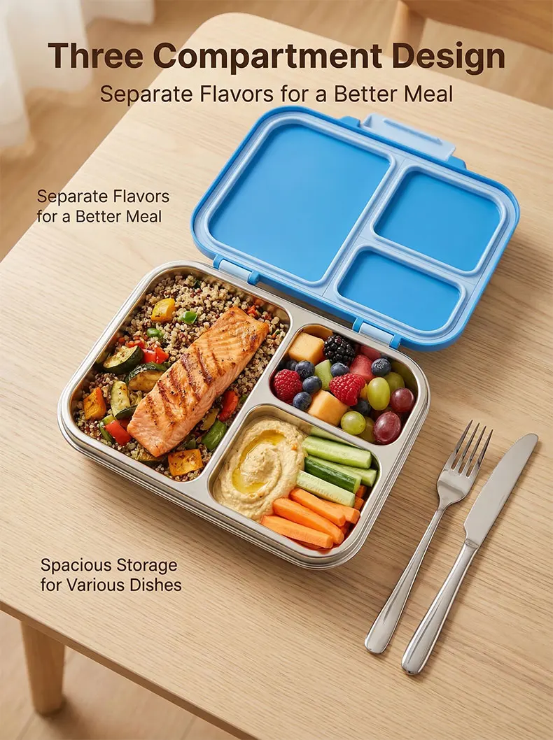 KOLINK 3-Compartment Stainless Steel Bento Box Detail 3