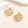Xl4689 heart-shaped photo holder pendant-gold and white-openable