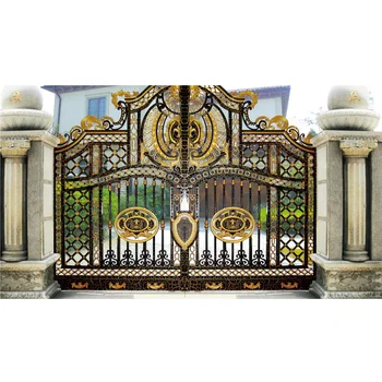 Victorian style Retro Design Slim Narrow Frame Wrought Iron Door For Courtyard Driveway