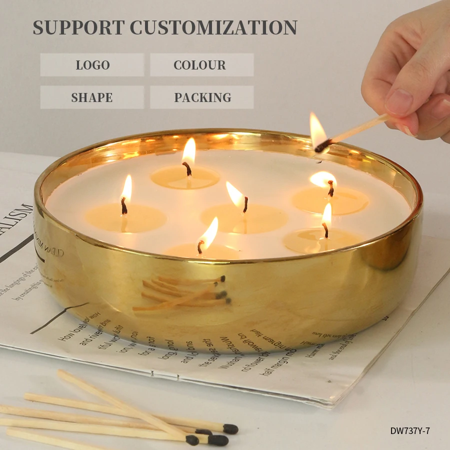 Custom Wholesale Gold Luxury Ceramic Candle Jars Christmas Gift Home