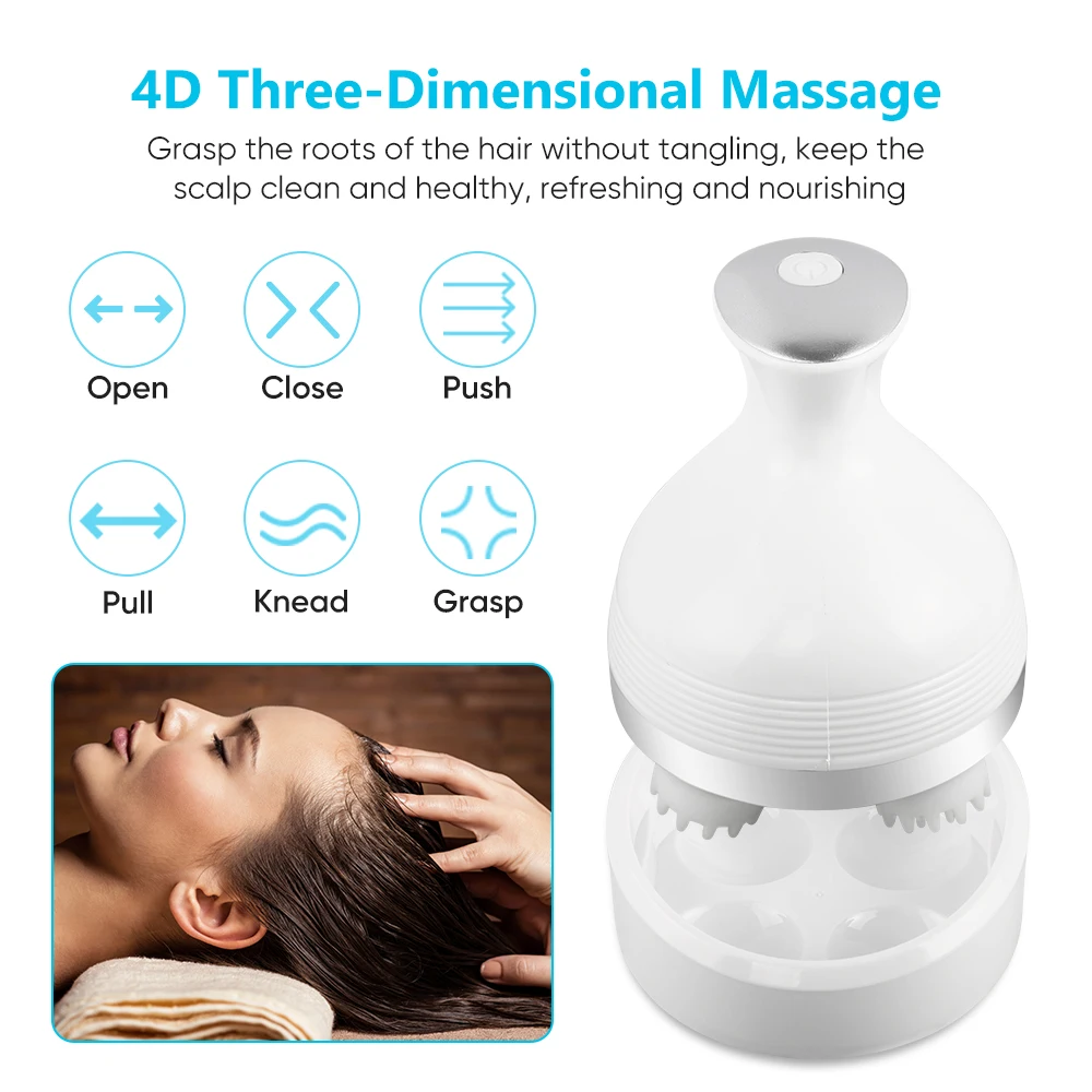 Portable Handheld Wet & Dry Scalp Massage Device With Changeable Soft ...