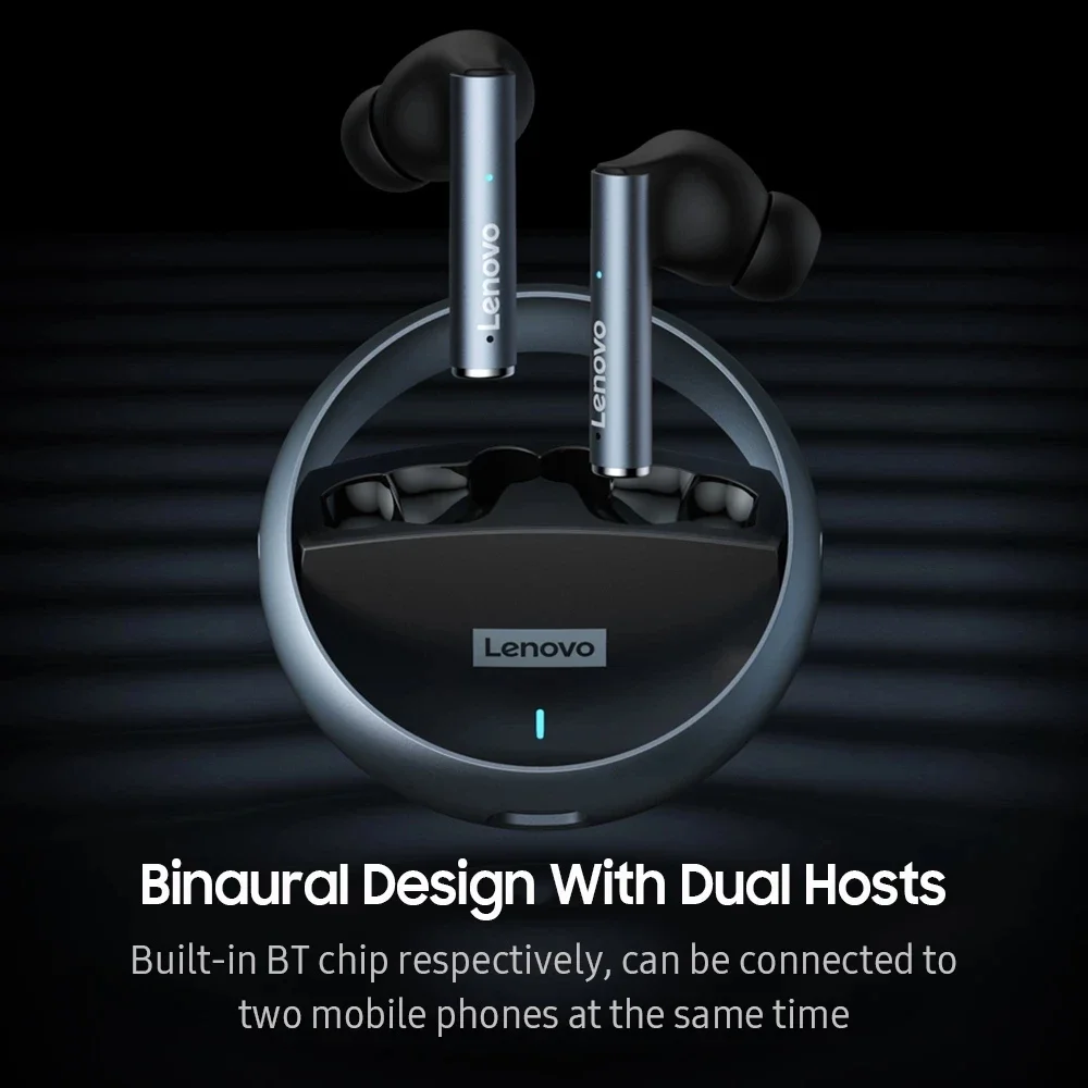 Original Lenovo LP60 TWS Wireless BT V5.0 Headphones Rotatable Metal Cavity Ring Headset Almost 0 Delay Gaming Earphones